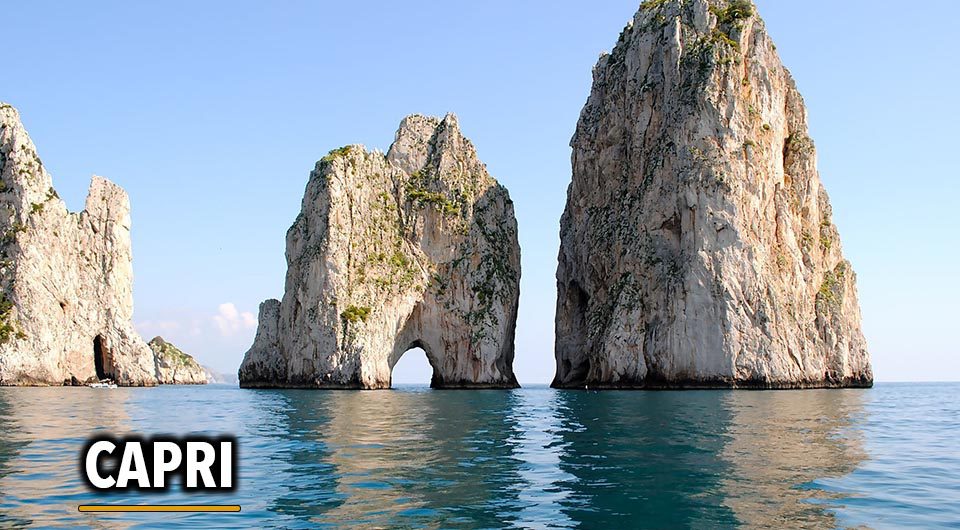 Picturesque cliff view near Thermal Spring of Sorgeto Bay, Ischia Island, Italy.