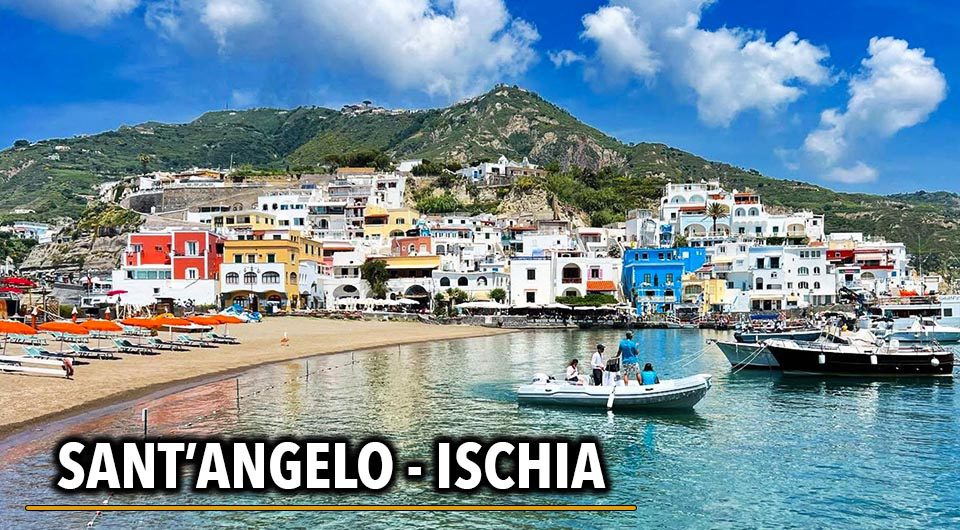 Picturesque cliff view near Thermal Spring of Sorgeto Bay, Ischia Island, Italy.